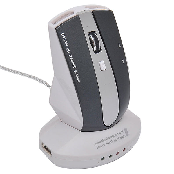 MZ-011 2.4GHz 1600DPI Wireless Rechargeable Optical Mouse with HUB Function