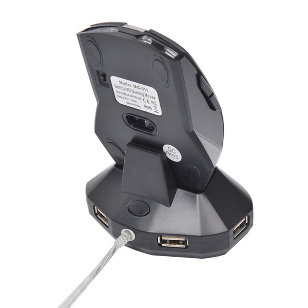 MZ-011 2.4GHz 1600DPI Wireless Rechargeable Optical Mouse with HUB Function