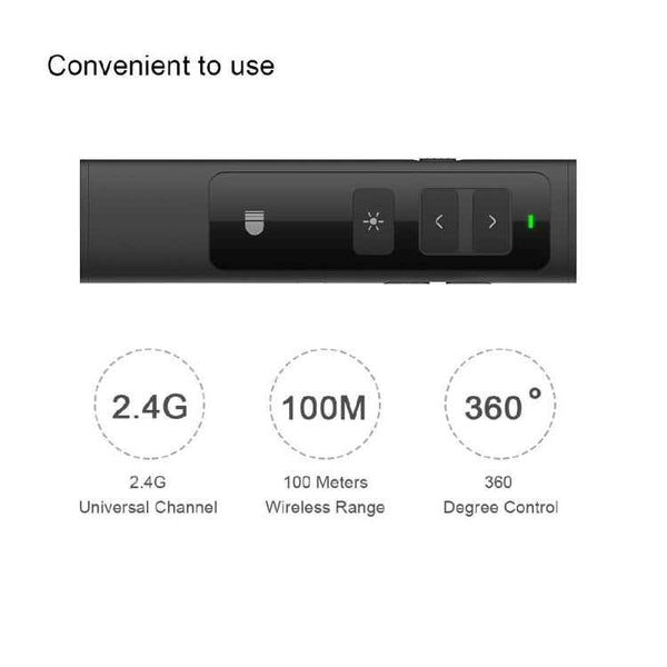 Doosl DSIT013 2.4GHz Rechargeable Laser Pointer for PowerPoint/Keynote, 100m Range (Black)