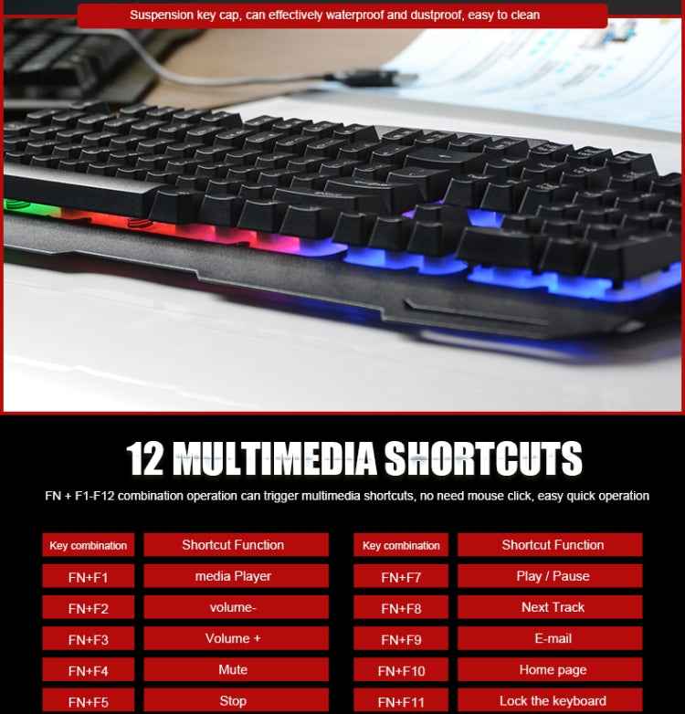 iMICE AK-400 USB Interface 104 Keys Wired Colorful Backlight Gaming Keyboard for Computer PC Laptop(Black)