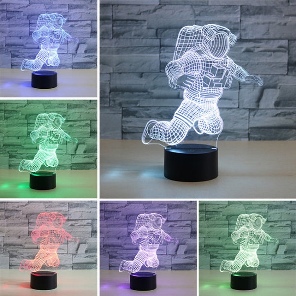 Astronaut Shape 3D Colorful LED Vision Light Table Lamp, 16 Colors Remote Control Version