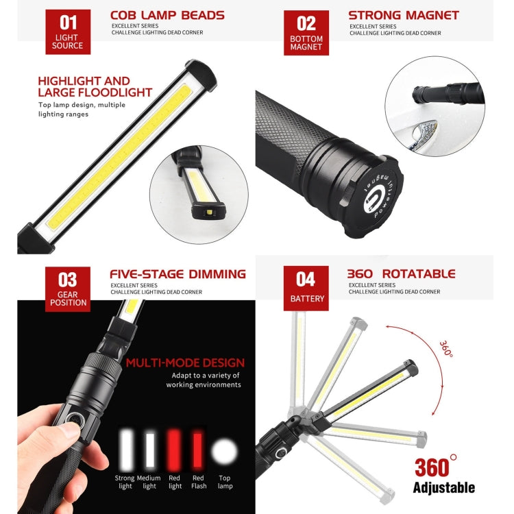 W552 280LM USB Rechargeable Folding Mobile Handheld Work Emergency Light, Size: 13.5 x 3.8cm