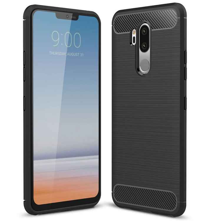 For LG G7 ThinQ Brushed Texture Carbon Fiber Shockproof TPU Protective Back Case, For LG G7 ThinQ