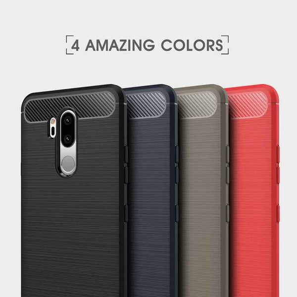 For LG G7 ThinQ Brushed Texture Carbon Fiber Shockproof TPU Protective Back Case, For LG G7 ThinQ