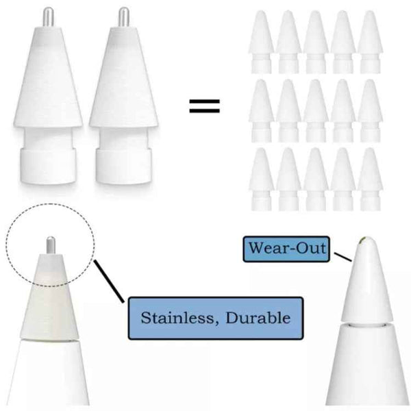 M3 Long Metal Pen Tip for Apple Pencil 1 / 2(White)