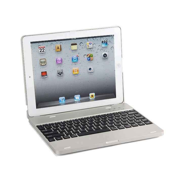 P2095 For iPad 4 / 3 / 2 Laptop Version Aluminum Alloy Bluetooth Keyboard Tablet Case(Silver)
