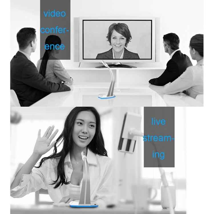 K3 Desktop USB Dual Mic Condenser with LED Light for PC/Mac, Live Broadcast (Silver)