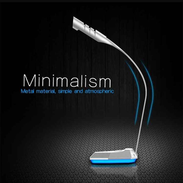 K3 Desktop USB Dual Mic Condenser with LED Light for PC/Mac, Live Broadcast (Silver)