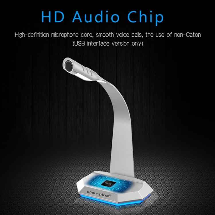 K3 Desktop USB Dual Mic Condenser with LED Light for PC/Mac, Live Broadcast (Silver)