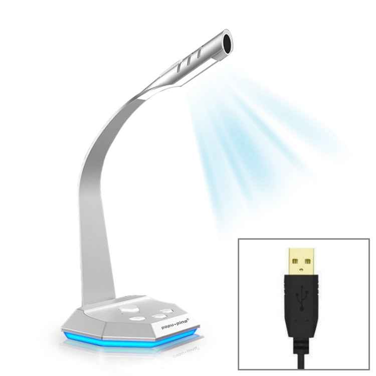 K3 Desktop USB Dual Mic Condenser with LED Light for PC/Mac, Live Broadcast (Silver)