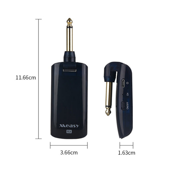 Measy AU688-U 20 Channels Wireless Guitar System Rechargeable Musical Instrument Transmitter Receiver, AU688-U Black
