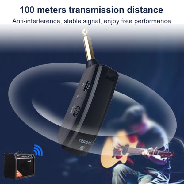 Measy AU688-U 20 Channels Wireless Guitar System Rechargeable Musical Instrument Transmitter Receiver, AU688-U Black