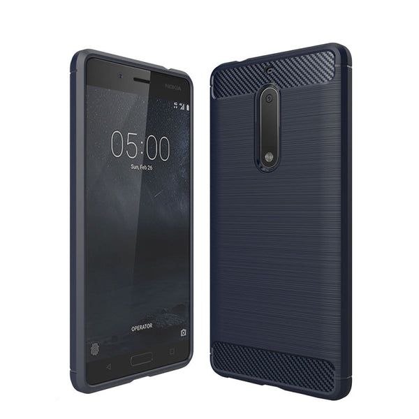 For Nokia 5 Brushed Carbon Fiber Texture Shockproof TPU Protective Cover Case