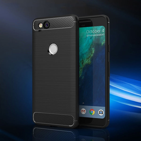 For Google Pixei 2 Brushed Texture Carbon Fiber Shockproof TPU Rugged Armor Protective Case