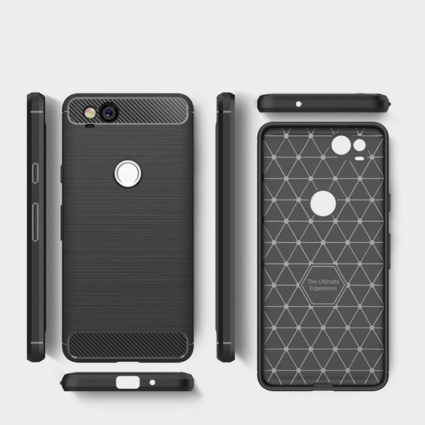For Google Pixei 2 Brushed Texture Carbon Fiber Shockproof TPU Rugged Armor Protective Case