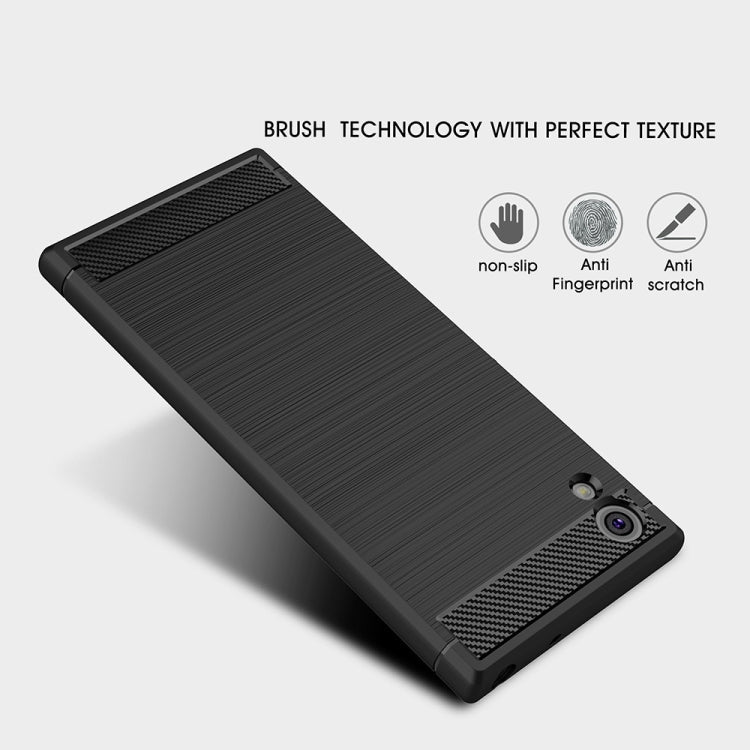 For Sony Xperia XA1 Brushed Texture Carbon Fiber Shockproof TPU Rugged Armor Protective Case