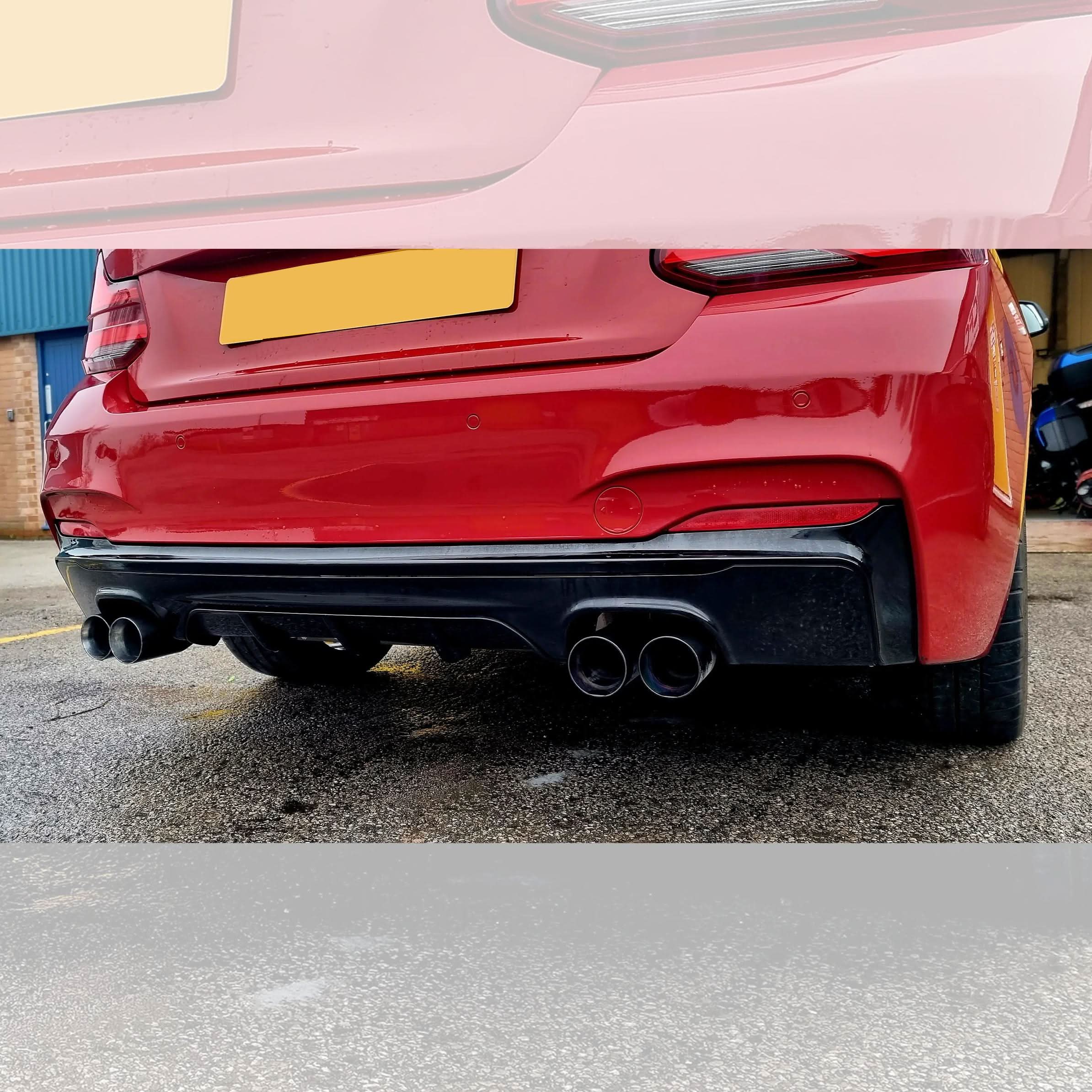 MP Style Gloss Black Rear Diffuser Quad Exhaust for BMW F22 2 Series M Sport 14-Present