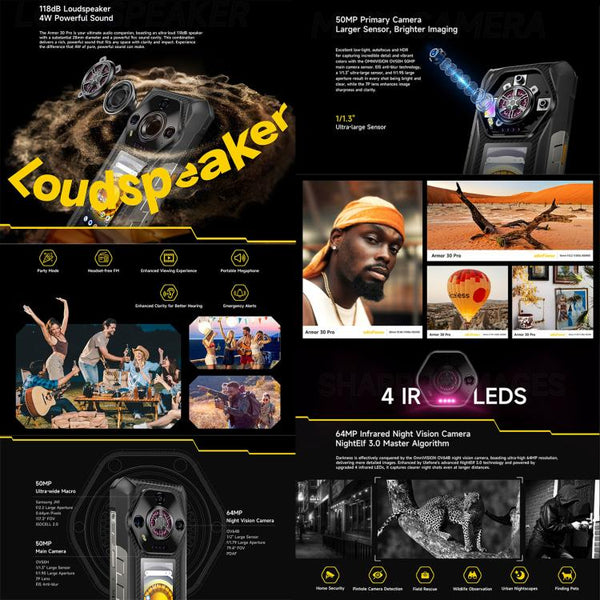 Ulefone Armor 30 Pro Rugged Phone, 16GB+512GB, Night Vision, 6.95 inch + 3.4 inch Dual Screen Android 14 MediaTek Dimensity 7300X Octa Core, Network: 5G, OTG, NFC, Armor 30 Pro