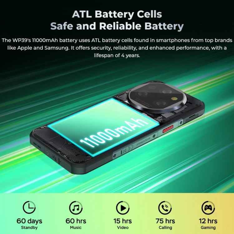 Oukitel WP39 5G Rugged Phone, 6GB+256GB, , Fingerprint Identification, 6.6 inch MediaTek Dimensity 6100+ Octa Core, NFC, OTG, Network: 5G (Green)