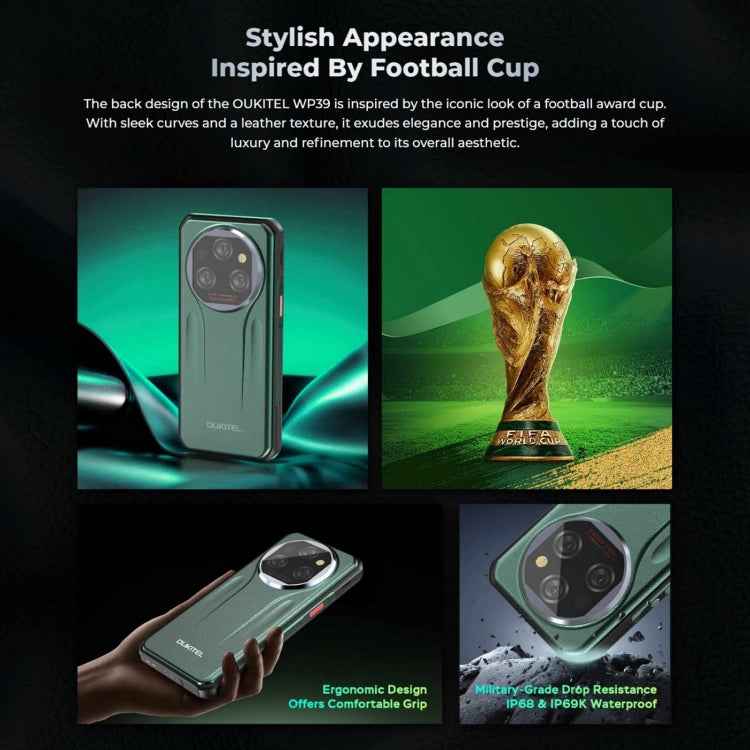 Oukitel WP39 5G Rugged Phone, 6GB+256GB, , Fingerprint Identification, 6.6 inch MediaTek Dimensity 6100+ Octa Core, NFC, OTG, Network: 5G (Green)