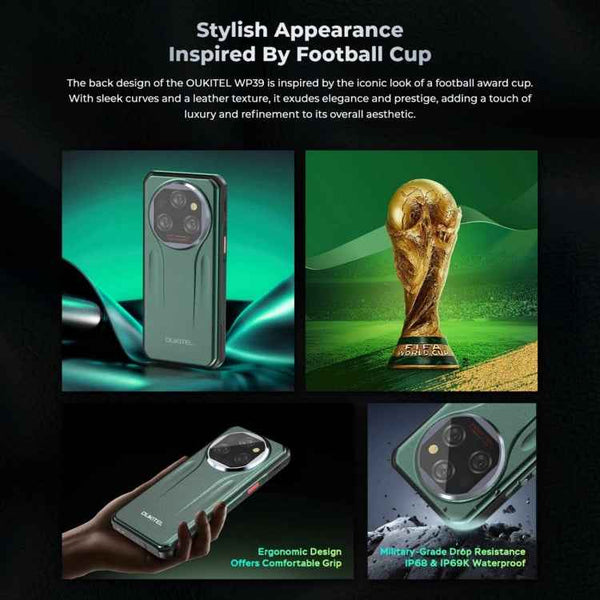 Oukitel WP39 5G Rugged Phone, 6GB+256GB, , Fingerprint Identification, 6.6 inch MediaTek Dimensity 6100+ Octa Core, NFC, OTG, Network: 5G (Green)