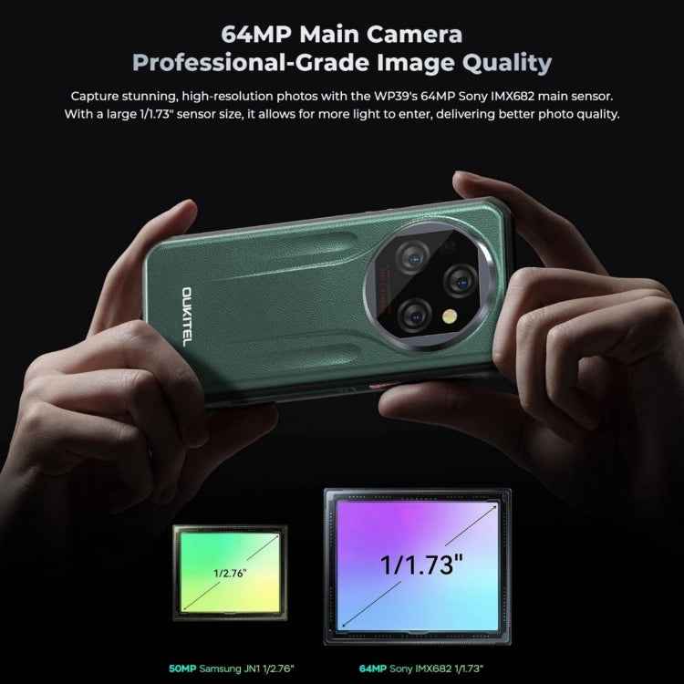 Oukitel WP39 5G Rugged Phone, 6GB+256GB, , Fingerprint Identification, 6.6 inch MediaTek Dimensity 6100+ Octa Core, NFC, OTG, Network: 5G (Green)