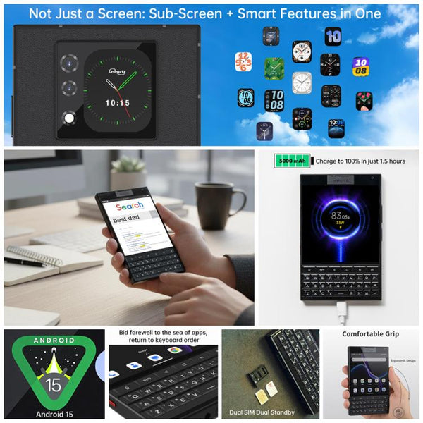 Unihertz Titan 2 QWERTY Physical Keyboard Phone, 12GB+512GB, Fingerprint, 4.5 inch + 2 inch Android 15 Dimensity 7300 5G Octa-Core, Network: 5G, NFC, OTG