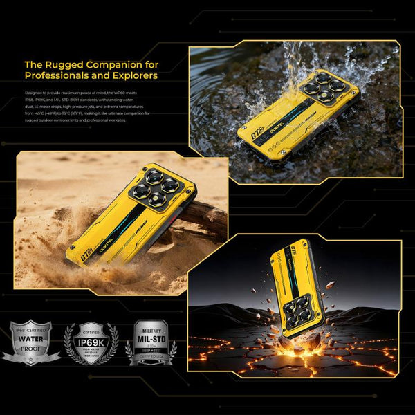 Oukitel WP60 Rugged Phone, 8GB+256GB, Night Vision, 108MP Camera, Side Fingerprint, 7.2 inch Android 15 MediaTek Dimensity 7025 Octa Core, NFC, OTG, Network: 5G, 8GB+256GB