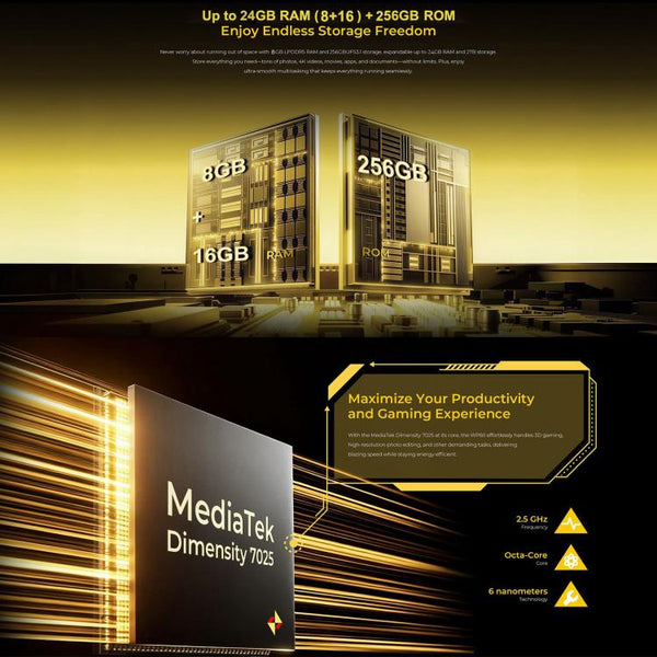 Oukitel WP60 Rugged Phone, 8GB+256GB, Night Vision, 108MP Camera, Side Fingerprint, 7.2 inch Android 15 MediaTek Dimensity 7025 Octa Core, NFC, OTG, Network: 5G, 8GB+256GB