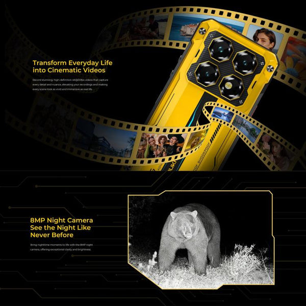 Oukitel WP60 Rugged Phone, 8GB+256GB, Night Vision, 108MP Camera, Side Fingerprint, 7.2 inch Android 15 MediaTek Dimensity 7025 Octa Core, NFC, OTG, Network: 5G, 8GB+256GB