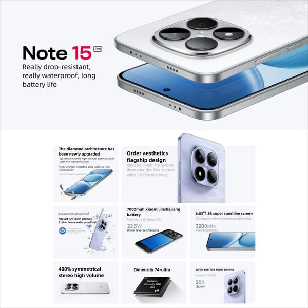 Xiaomi Redmi Note 15 Pro 5G, 8GB+256GB, 6.83 inch Xiaomi HyperOS 2 Dimensity 7400-Ultra Octa Core, Network: 5G, NFC, 8GB+256GB