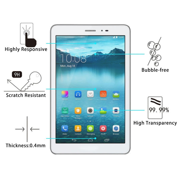 2 PCS 8 inch Universal 0.4mm 9H Surface Hardness Tempered Glass Screen Protector