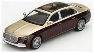 Mercedes-Maybach S680 Gold/Dark Red Metallic (LHD) 1:64 Scale MINI GT Diecast Model