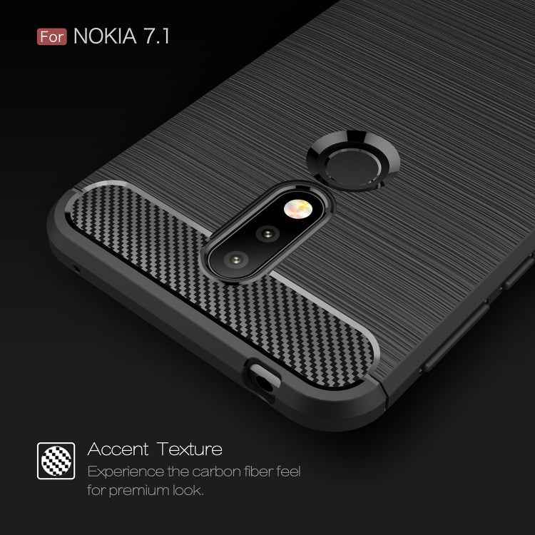 Brushed Texture Carbon Fiber Soft TPU Case for Nokia 7.1, Nokia 7.1