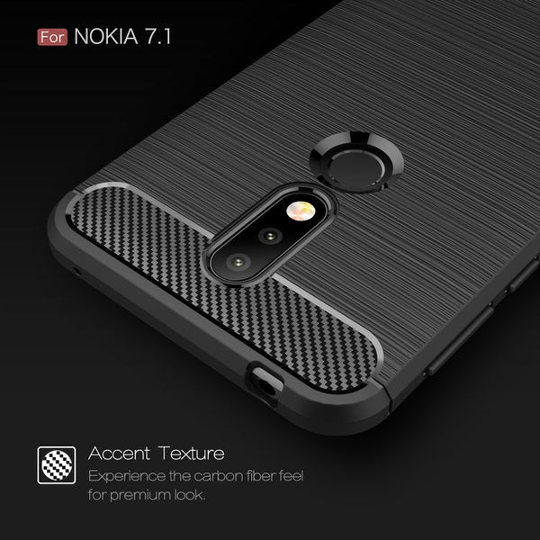 Brushed Texture Carbon Fiber Soft TPU Case for Nokia 7.1