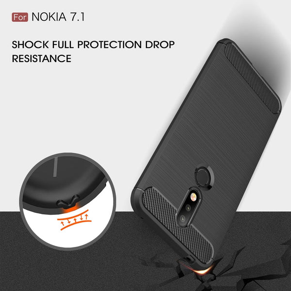 Brushed Texture Carbon Fiber Soft TPU Case for Nokia 7.1