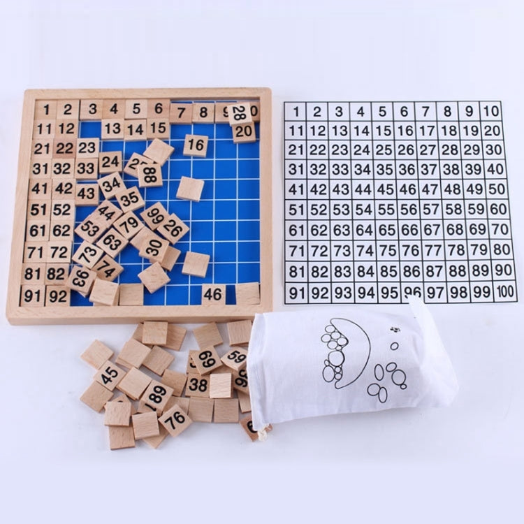 Wooden Montessori Teaching Aids Math 1 - 100 Consecutive Numbers Counting Board Plate Toy, 1 - 100 Consecutive Numbers Counting Board