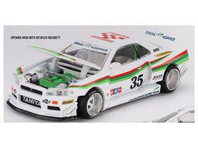 Nissan Skyline GT-R R34 Tamiya X Kaidohouse The Grasshopper V1 1:64 Scale MINI GT Diecast Model