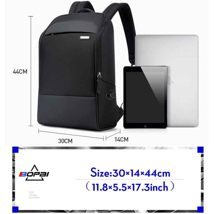 Bopai 751-006881 Business Anti-theft Waterproof Large Capacity Double Shoulder Bag,with USB Charging Port, Size: 30x14x44cm, 751-006881