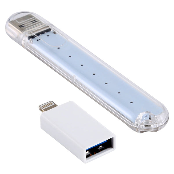8LEDs 5V 200LM USB LED Book Light Portable Night Light, with 8 Pin Adapter