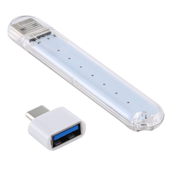 8LEDs 5V 200LM USB LED Book Light Portable Night Light, with Type-C Adapter