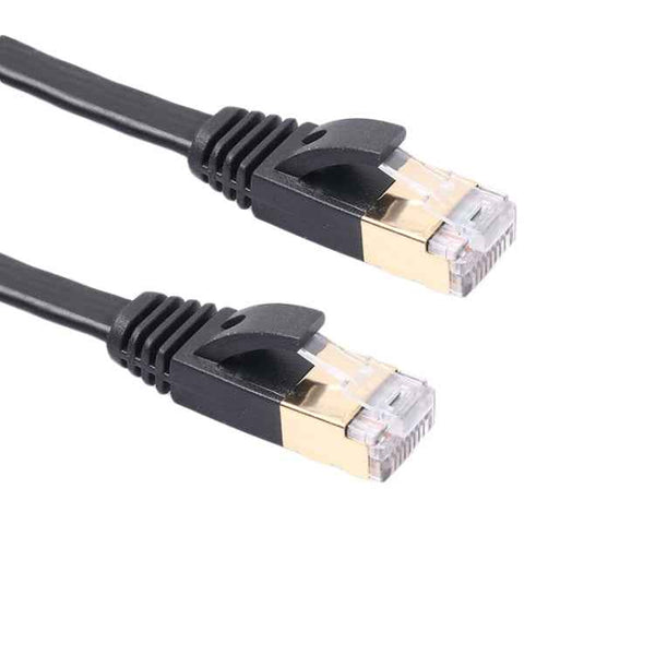 1m CAT7 10 Gigabit Ethernet Ultra Flat Patch Cable for Modem Router LAN Network - Built with Shielded RJ45 Connectors (Black)