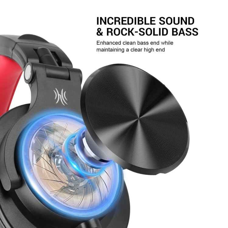 OneOdio A71 Head-mounted Noise Reduction Wired Headphone with Microphone(Red Black)
