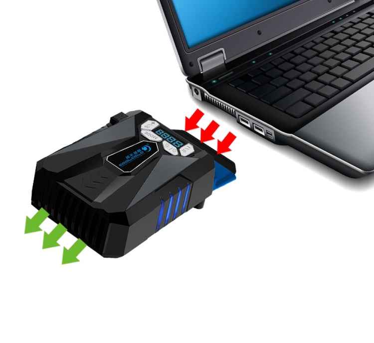 Ice Troll 5 COOLCOLD Portable Laptop Cooling Fan Air Cooler Speed Adjustable High Performance Notebook Fan Cooler Controller(Black)