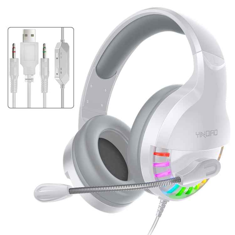 YINDIAO Q2 Head-mounted Wired Gaming Headset with Microphone, Version: Dual 3.5mm + USB, Q2 Dual 3.5mm + USB(White)