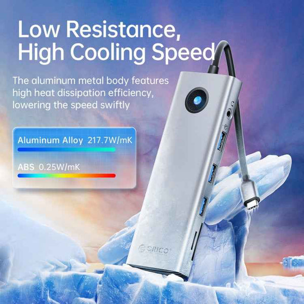 ORICO PW11-8PC Type-C / USB-C 8-in-1 5Gbps Multifunction Docking Station(Dark Gray)