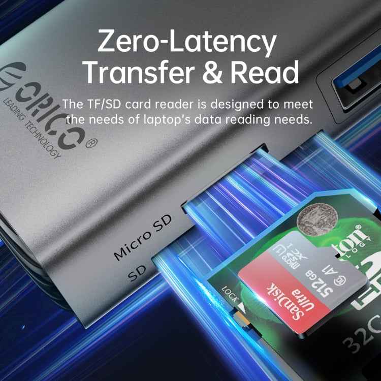 ORICO PW11-8PC Type-C / USB-C 8-in-1 5Gbps Multifunction Docking Station(Dark Gray)