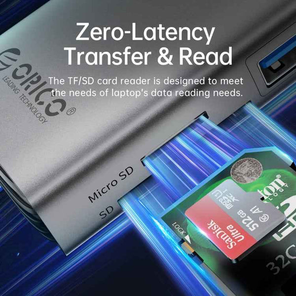 ORICO PW11-8PC Type-C / USB-C 8-in-1 5Gbps Multifunction Docking Station(Silver)