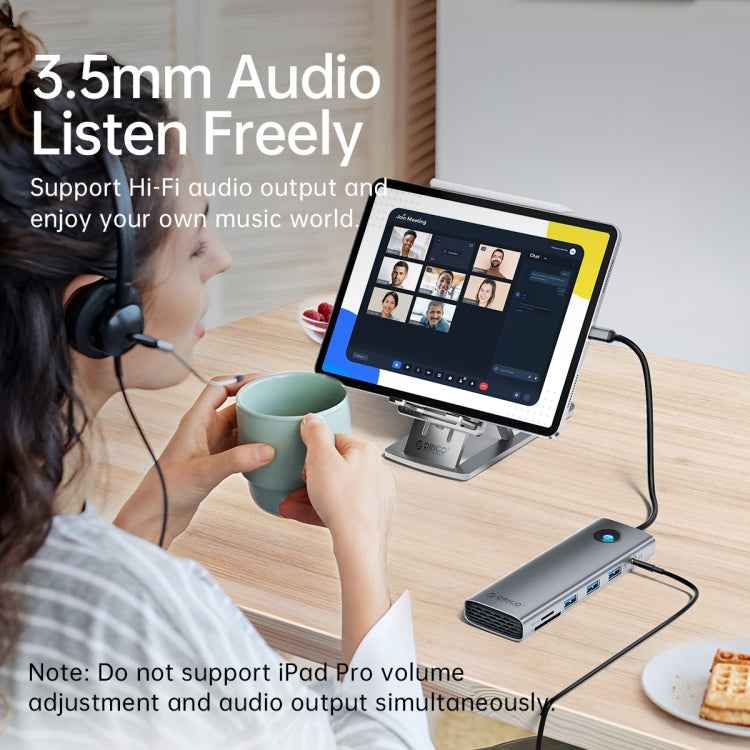 ORICO PW11-8PC Type-C / USB-C 8-in-1 5Gbps Multifunction Docking Station(Dark Gray)