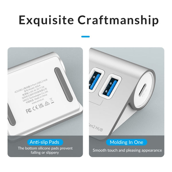 ORICO M3U7-G2 Aluminum Alloy 7-Port USB 3.2 Gen2 10Gbps HUB with 1m Cable, M3U7-G2 1m